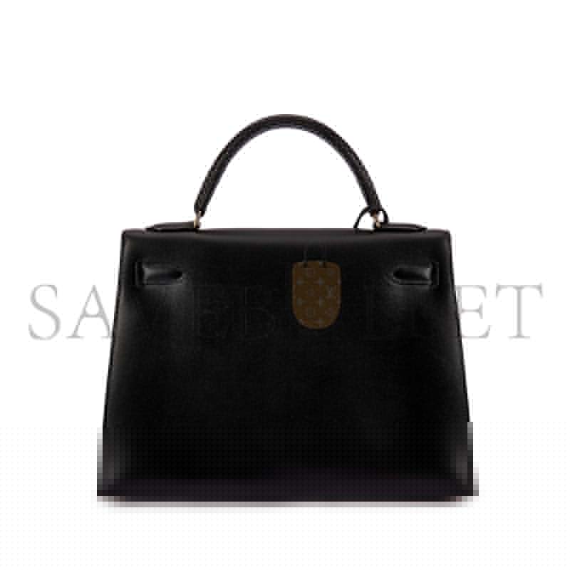 HERMÈS VINTAGE BLACK BOX KELLY 32 GOLD HARDWARE (32*23*10.5cm)